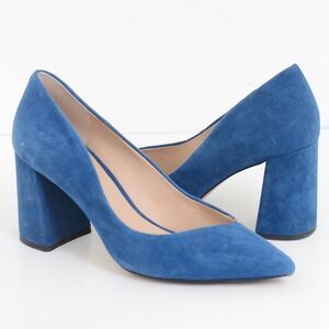 1.STATE Saffy Blue Leather Suede Pointy Toe Pumps Women's 9.5